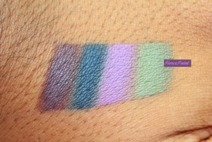 Swatches of the eyeshadows per a request.